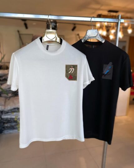 Beyaz - Siyah Nakışlı Modal Kumaş