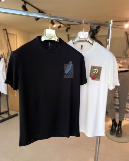 Siyah Beyaz Nakışlı Modal Kumaş