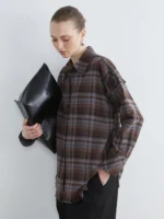 Kahverengi Ekose Kadın Gömlek