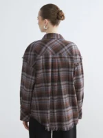 Kahverengi Ekose Kadın Gömlek - Görsel 2